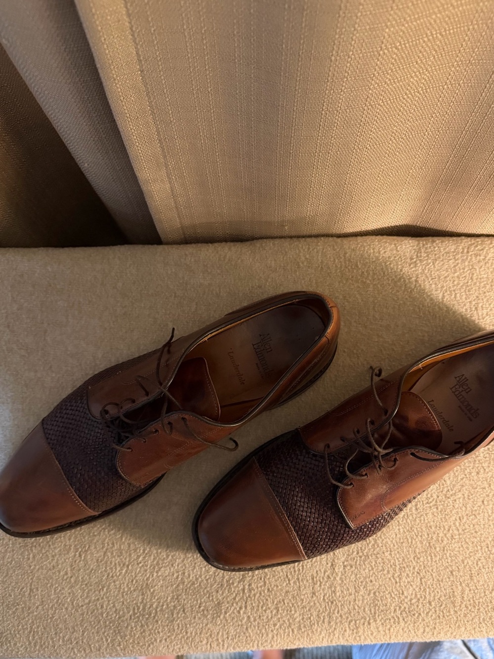 Allen Edmonds Brown Two-Tone Cap-Toe Derby Oxfords - Picture 4 of 5